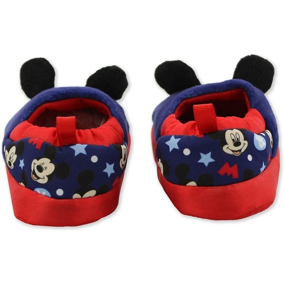 NEW Mickey Mouse Toddler Boys Slippers Blue Red Size 11-12 - Picture 6 of 7